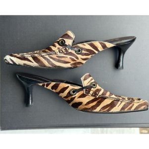 Donald J Pliner Leopard Pony Hair Mules - size 8